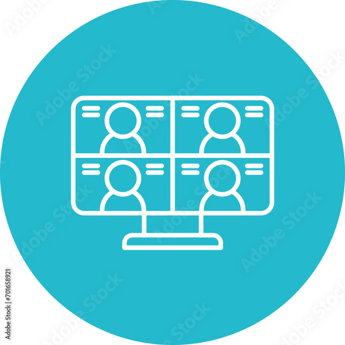 Virtual Team Room Line Icon