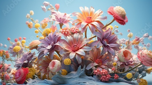3D Blooming Flower Colorful Floral Fantasy