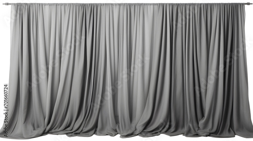 Long, gray, velvet, heavy curtains lying on the floor. Isolated on a transparent background. photo