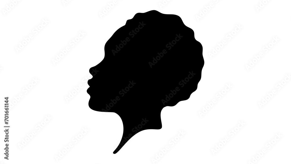 Young beautiful afro woman, black isolated silhouette