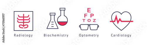 Different Hospital Department Flat Icons with Name Vector Set