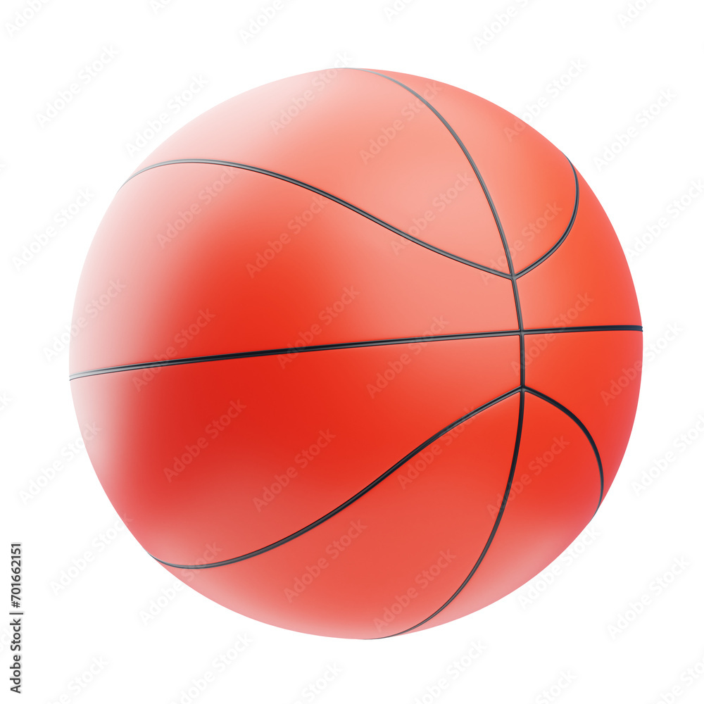 Fototapeta premium Dribble Delight: Dynamic 3D Visualization of the Basketball. 3d illustration, 3d element, 3d rendering. 3d visualization isolated on a transparent background