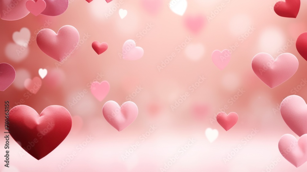Valentine's Day hearts floating on pink bokeh background. Love and romance. Valentine's Day hearts floating on pink bokeh background. Love and romance.