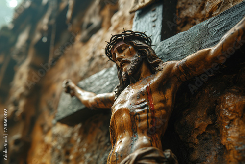 Crucifixion and resurrection of Jesus Christ at Easter, belief, faith and religion, christianity, Jesus on the cross, bible story
