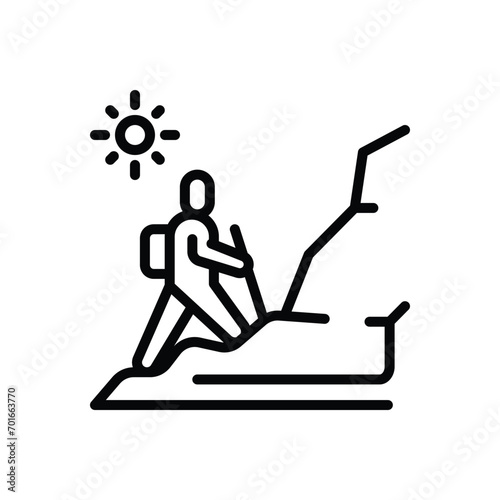 Black line icon for hike 