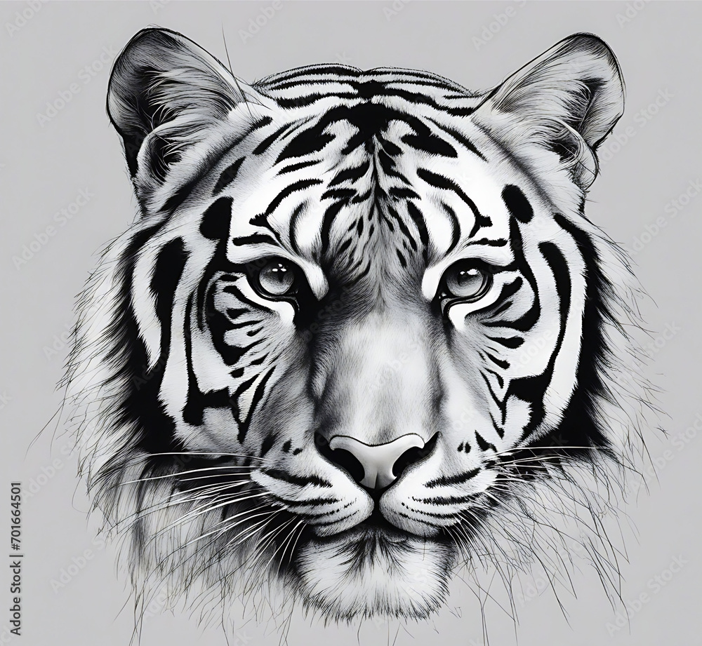 Sketch drawing of a tiger Sketch drawing of a tiger
