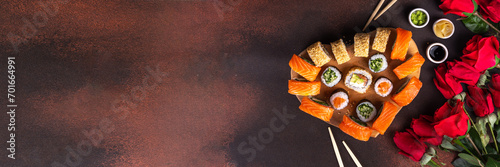 Sushi set for Valentine day dinner