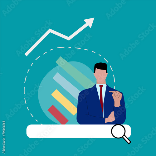 Businessman, online shopping, e-commerce, sales, ordering and shipping.Vector for graphics and web design.