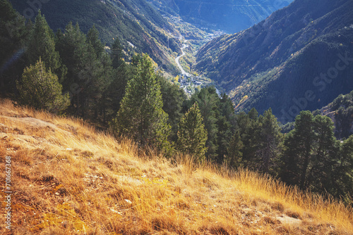 Fototapeta Naklejka Na Ścianę i Meble -  View of mountains valley Pyrenees, Andorra, Europe