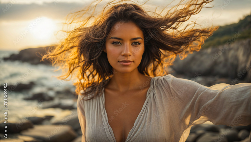 portrait of a sensual woman on the beach