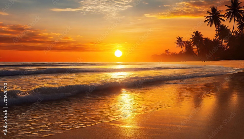 Sunset Rhapsody: Calm Noise of Sea Waves Serenading a Tropical Beach