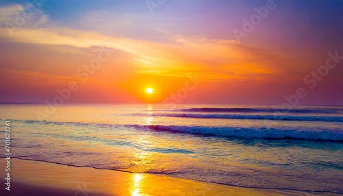 Sunset Reflections: Calm Waves on a Tropical Seascape