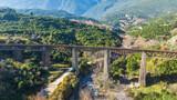 Aerial photo of the Gorgopotamos railroad bridge in central Greece.