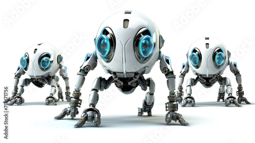 Generative AI illustration of adorable futuristic robotic animals  with metal details, old iron, isolated white background, ai generated © HayyanGFX