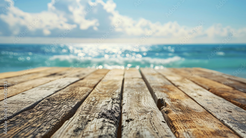 wooden pier on the beach, product display 