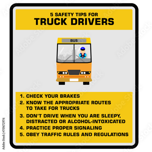 5 Safety tips for Truck drivers, poster and banner