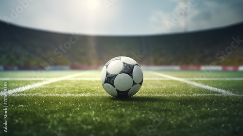 soccer ball on grass stadium © Prompt2image