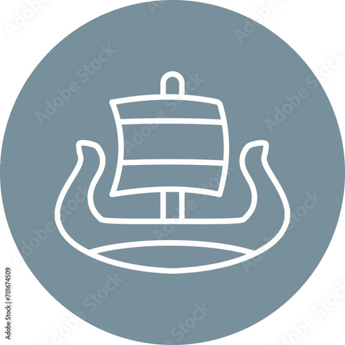 Viking Ship Line Icon