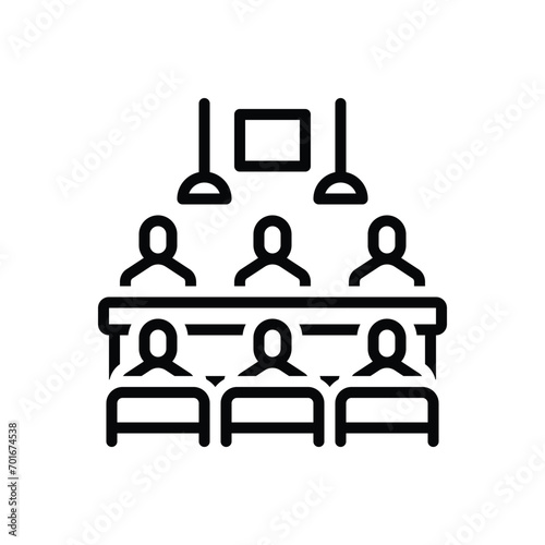 Black line icon for meeting 