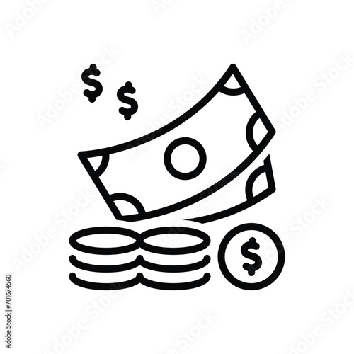 Black line icon for money