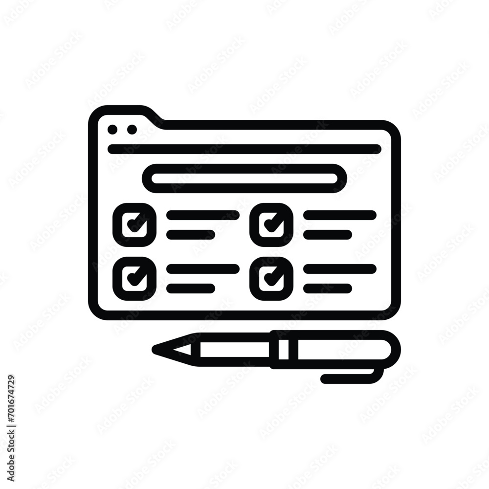 Black line icon for survey Black line icon for survey