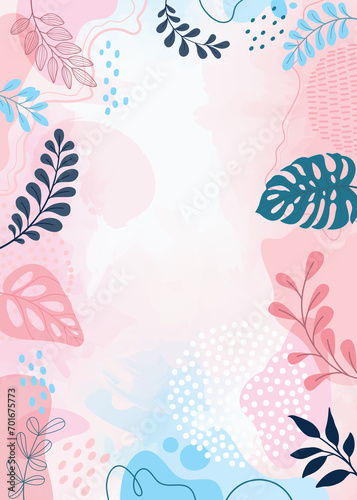 Design banner frame flower Spring background with beautiful. flower background for design. Colorful background with tropical plants