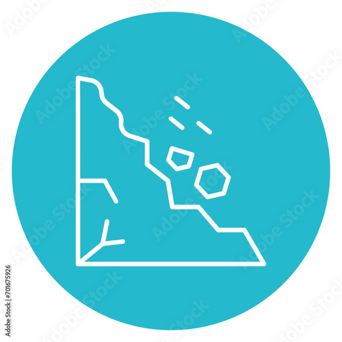 Rock Sliding Line Icon