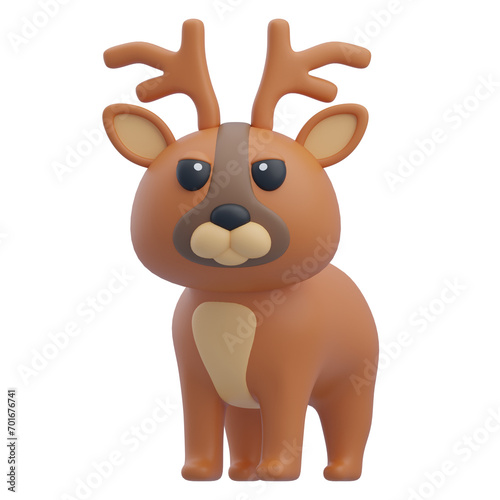 Frozen Royalty: Reindeer's Regal Stature Brought to Life in 3D Illustration. 3d illustration, 3d element, 3d rendering. 3d visualization isolated on a transparent background
