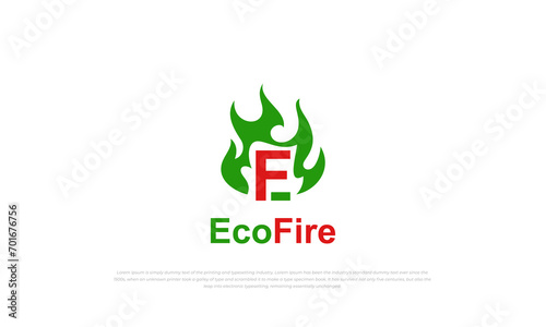 logo combination fire flame with monogram E and F