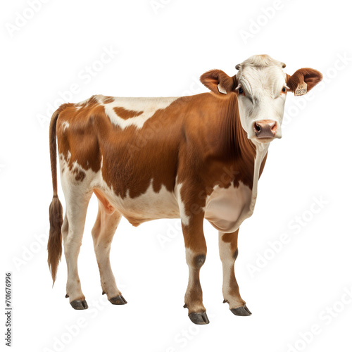 A cow standing, isolated on a transparent background.
