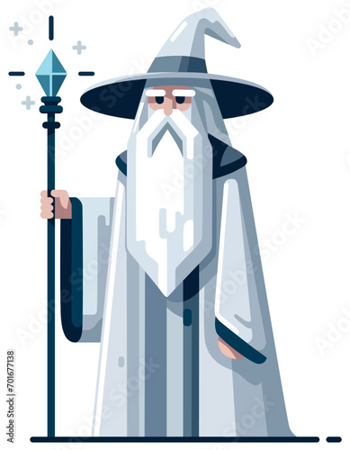 White Wizard Flat Design