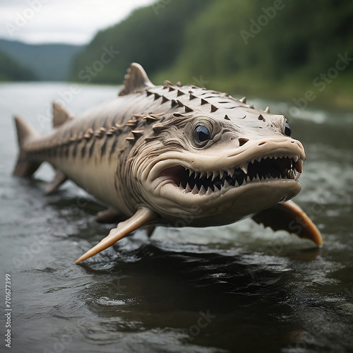 Sturgeon Subaquatic Odyssey into the Ancient Realms of River Titans and Conservation Chronicles ai generated