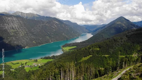 lakeview from mountain, droneview