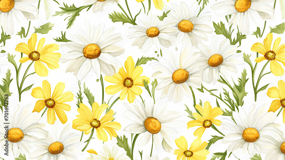 watercolor flower pattern with chamomile watercolor flower pattern with chamomile