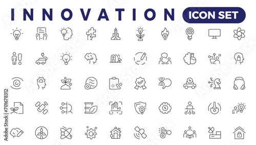 Innovation line icons collection. Technology, creative, brainstorm, education icons. UI icon set. Thin outline icons pack