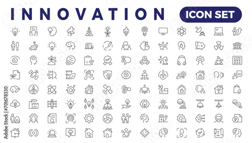 Innovation line icons collection. Technology, creative, brainstorm, education icons. UI icon set. Thin outline icons pack