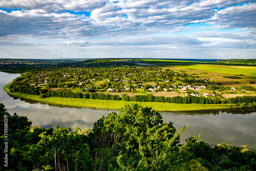 View of the Dniestr river and Ukraine from Soroca, Moldova photo