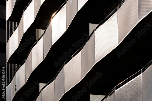Facade of modern apartment buildings in Barcelona in Spain photo