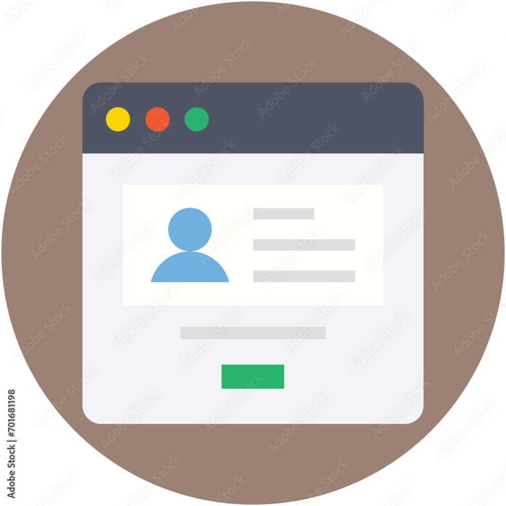 Profile Popup Flat Vector Icon Profile Popup Flat Vector Icon