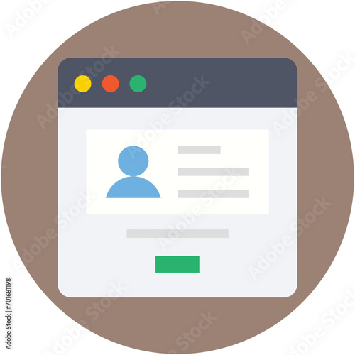 Profile Popup Flat Vector Icon