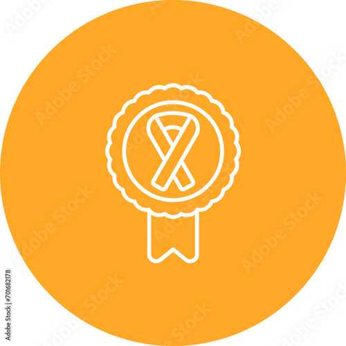 Cancer Ribbon Badge Line Icon