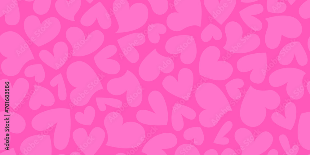 Seamless pattern with pink hearts. Endless Valentines day, romantic, love background. Repeat wallpaper.