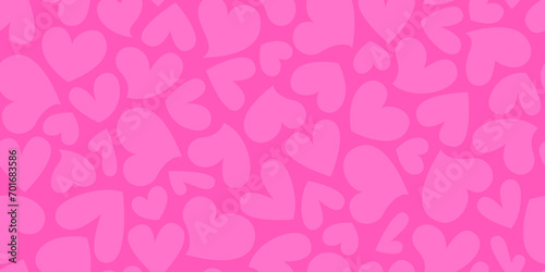 Seamless pattern with pink hearts. Endless Valentines day, romantic, love background. Repeat wallpaper.