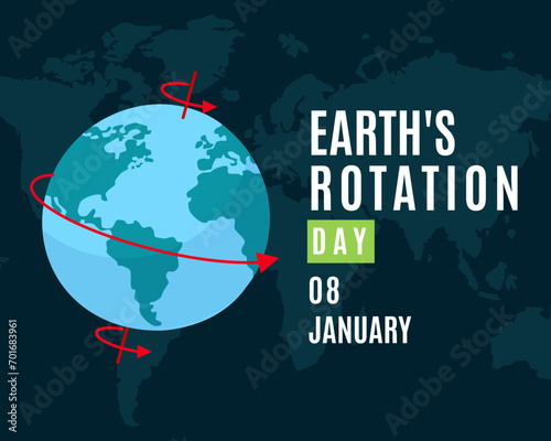 Earth's Rotation Day celebration design on world map background banner, poster, social media post vector illustration.