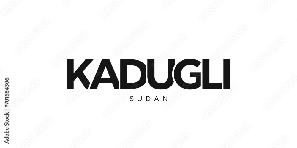 Kadugli in the Sudan emblem. The design features a geometric style, vector illustration with bold typography in a modern font. The graphic slogan lettering. Kadugli in the Sudan emblem. The design features a geometric style, vector illustration with bold typography in a modern font. The graphic slogan lettering.