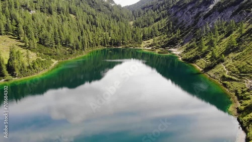 austrian lake from sky, droneshot, austrian landscape