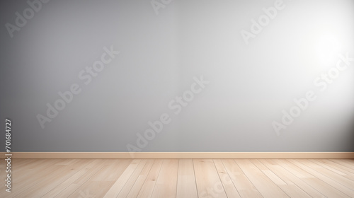 Minimal room corner with a light wood floor and a single gray wall  featuring subtle lighting and shadow play  giving it a minimalist  clean  and modern look. Product Background