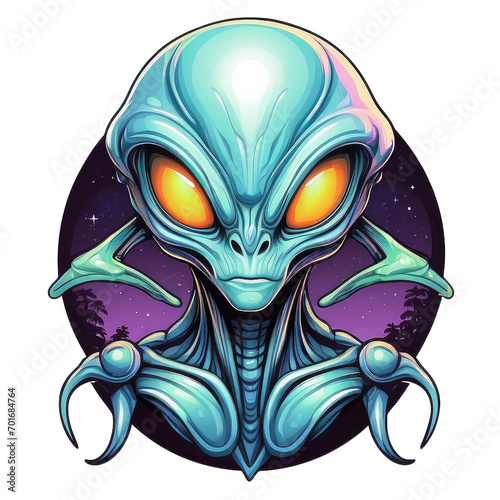 alien monster head illlustration with transparent background photo