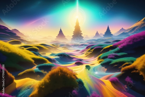 Wallpaper Mural Fantastic landscape of the spiral multiverse, multi color, Amazing colors, game banners. Generative AI. Torontodigital.ca