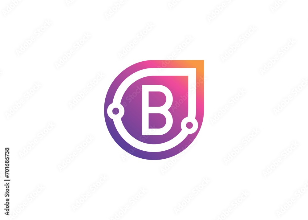 Letter B Technology vector monogram logo design template. Letter B molecule, Science and Bio technology Vector logo Letter B Technology vector monogram logo design template. Letter B molecule, Science and Bio technology Vector logo